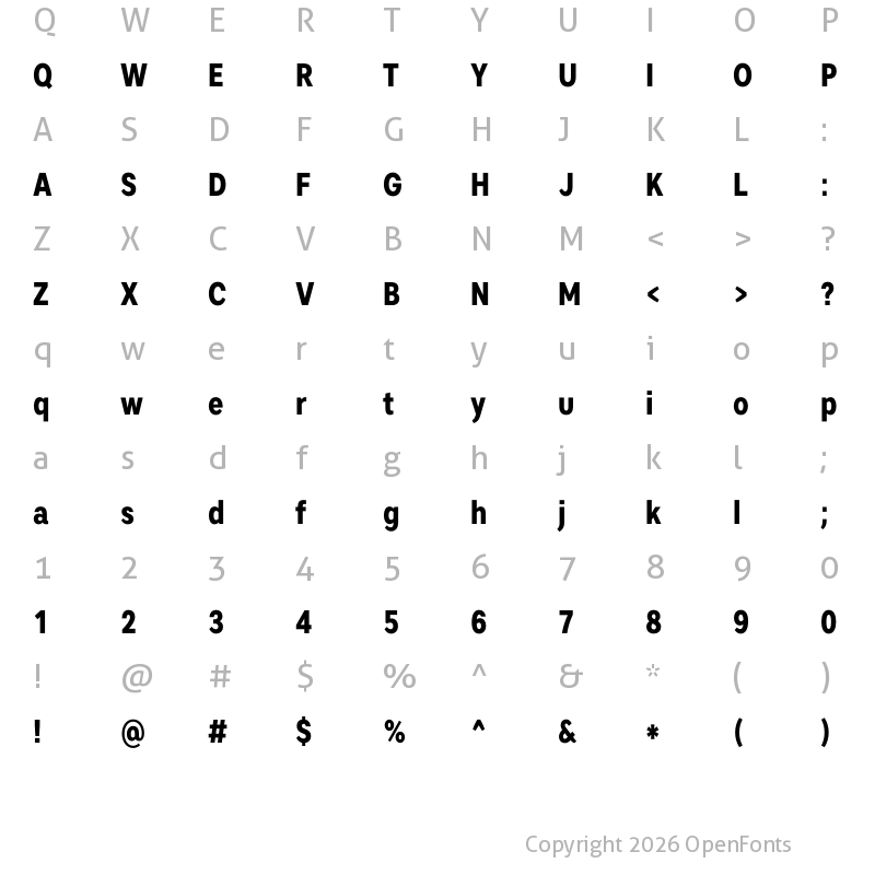Character Map of Artico Condensed ExtraBold