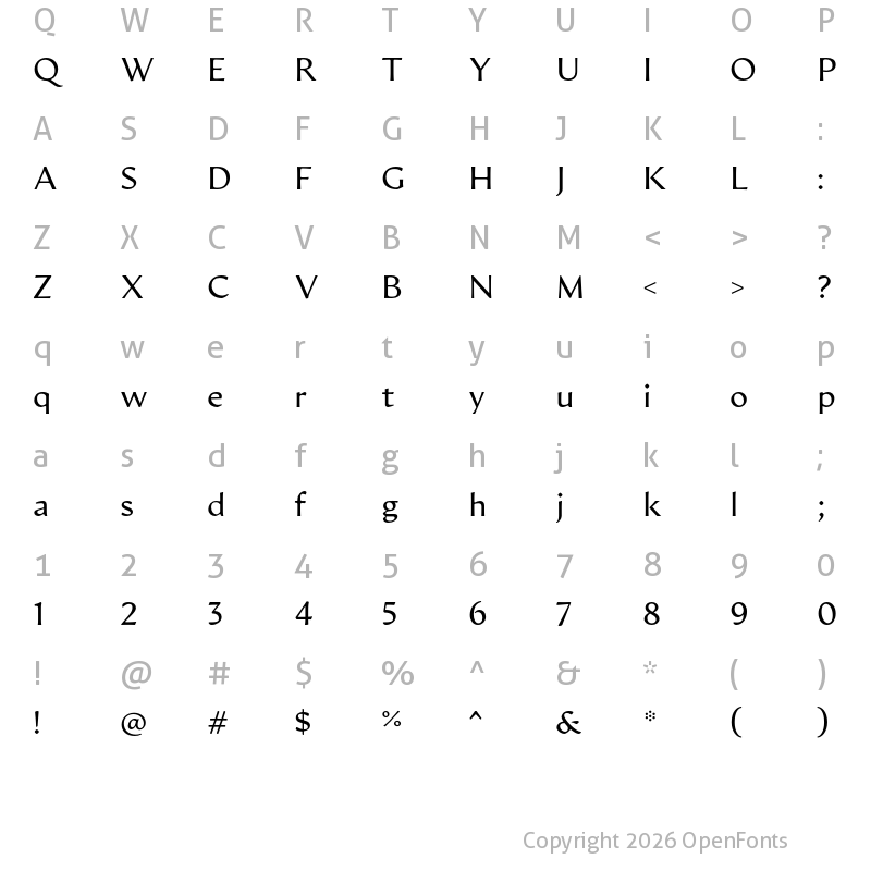 Character Map of Artifex Hand CF Regular