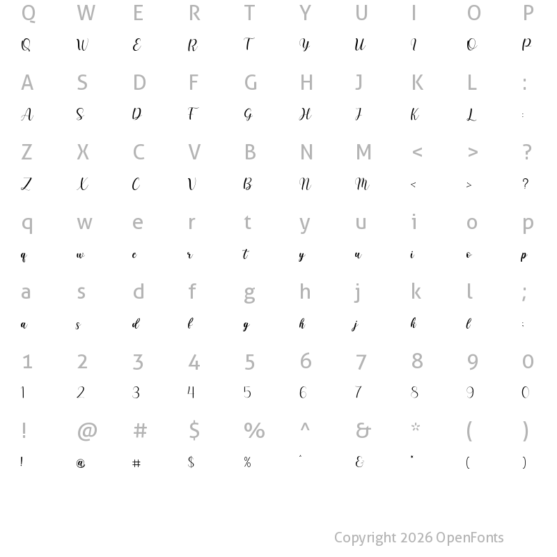 Character Map of artisia Reg