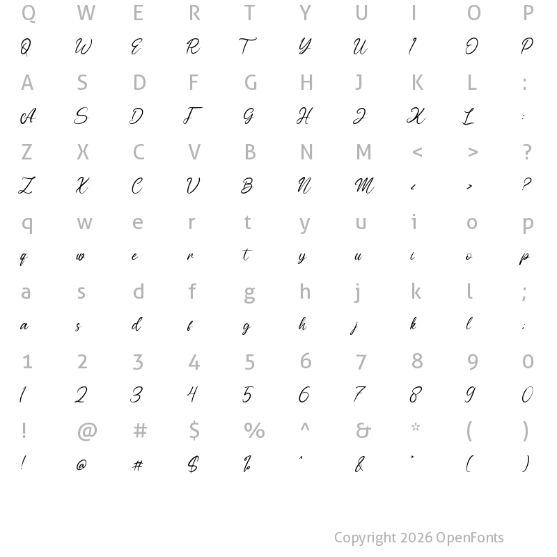 Character Map of Arttemay Regular