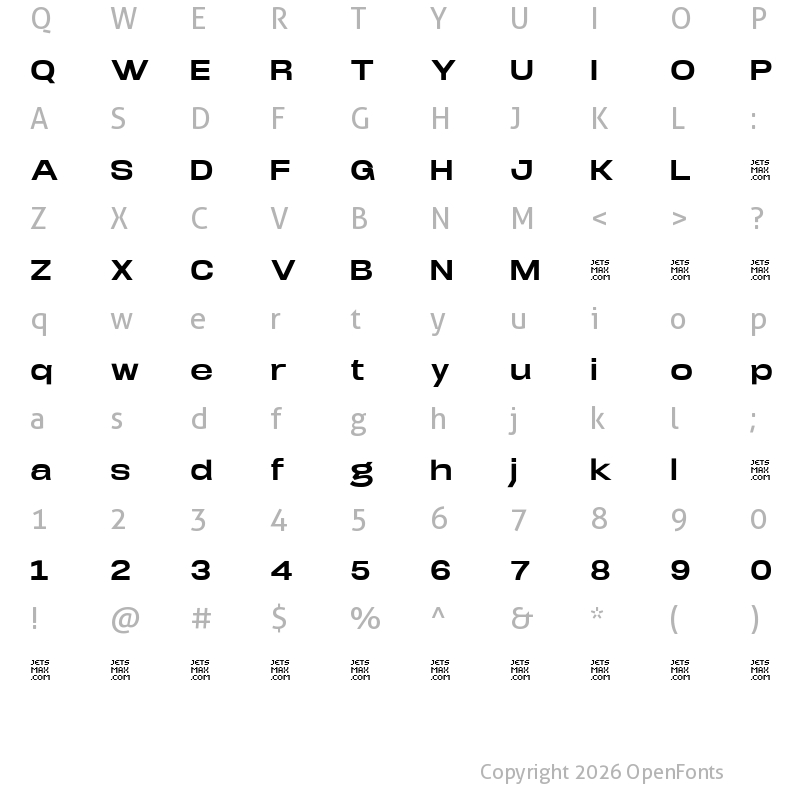 Character Map of Arupala Grotesk Trial Bold