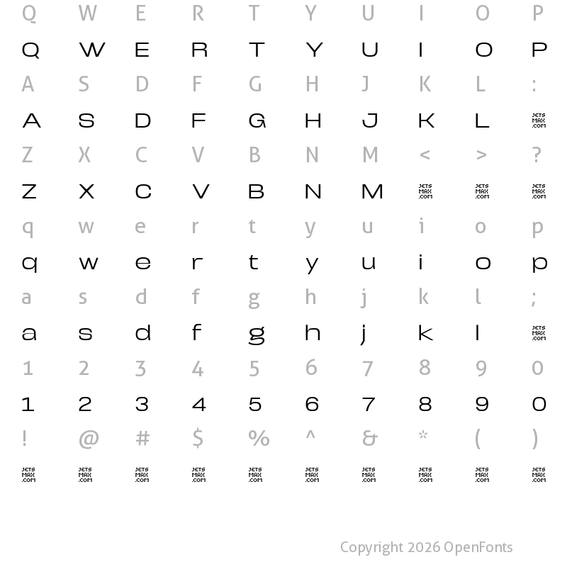 Character Map of Arupala Grotesk Trial Regular