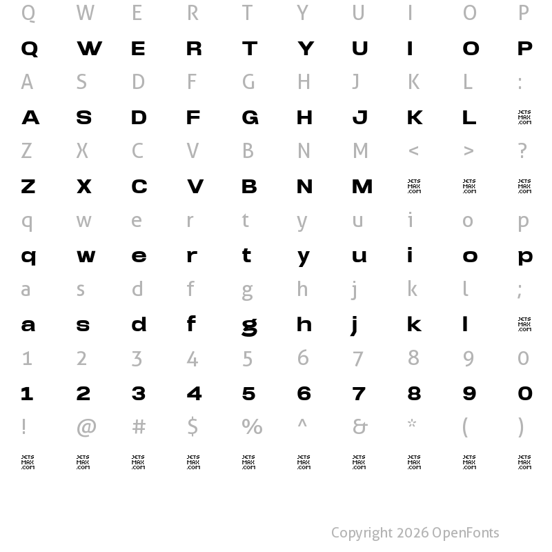 Character Map of Arupala Grotesk Trial Super Bold