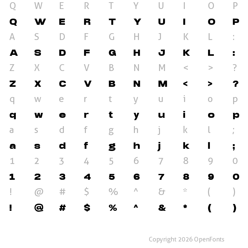 Character Map of Arupala Grotesk Ultra