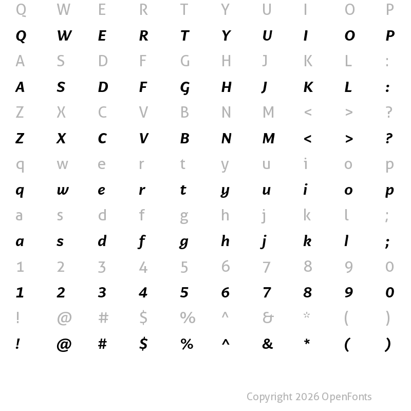 Character Map of Arzachel Medium Italic