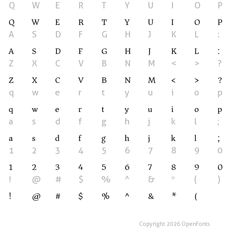 Character Map of Asar Regular