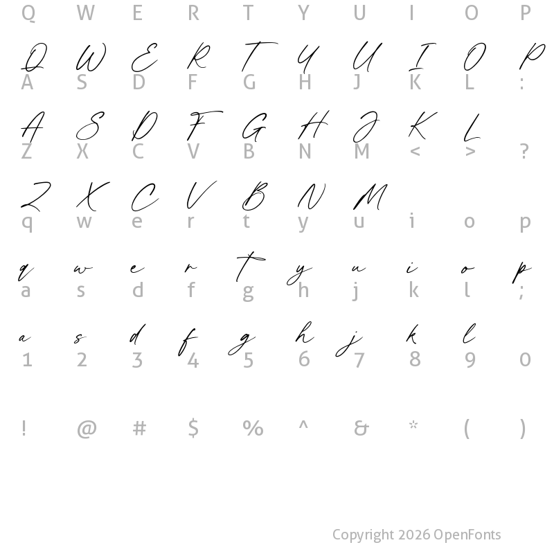 Character Map of Ascendant Script - Personal Use Regular