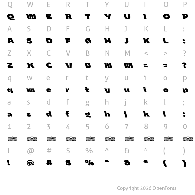 Character Map of Asgard Trial Fit Fat Backslant