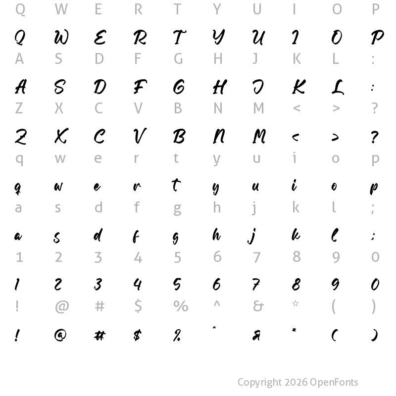 Character Map of Ashantty Regular