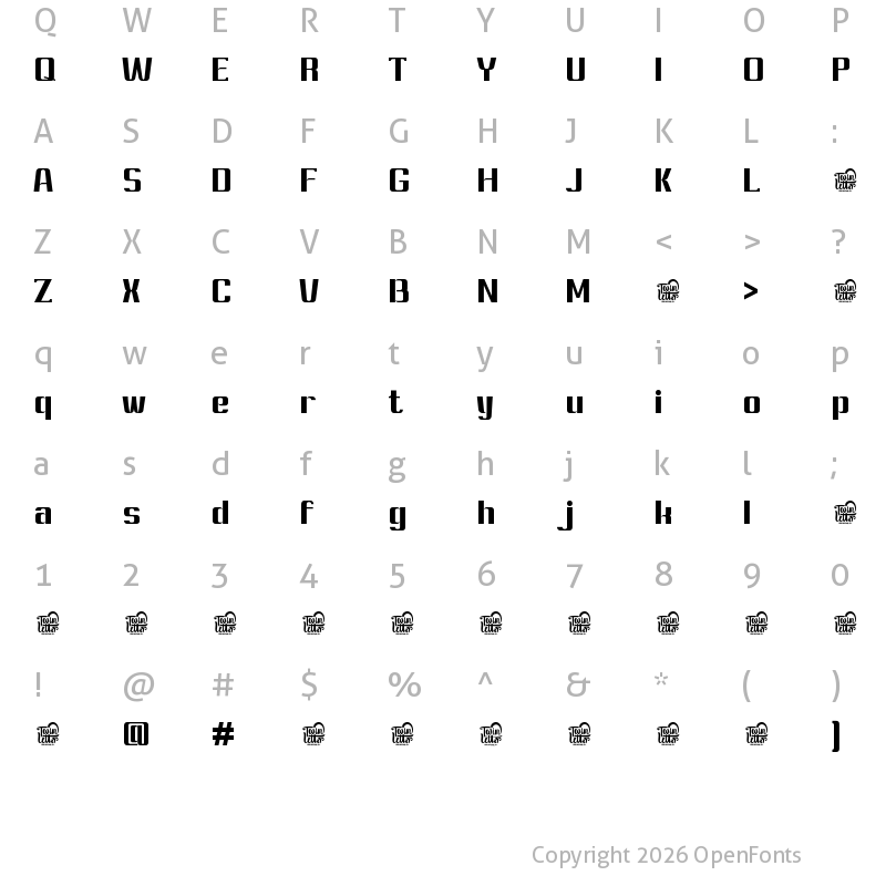 Character Map of Ashety Personal use Bold