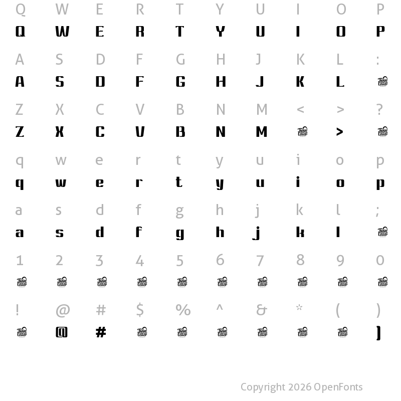 Character Map of Ashety Personal use Extra Bold