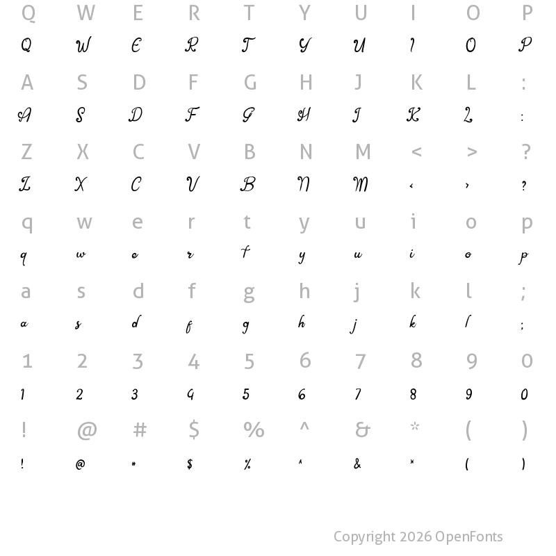Character Map of Asian Butterfly Regular