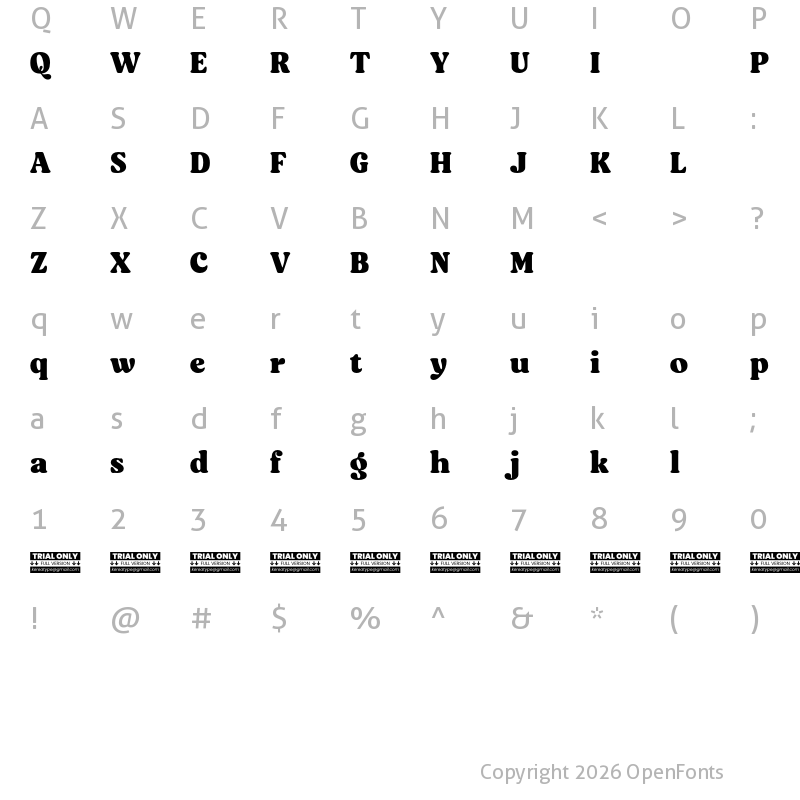 Character Map of Asikue Trial Extra Bold