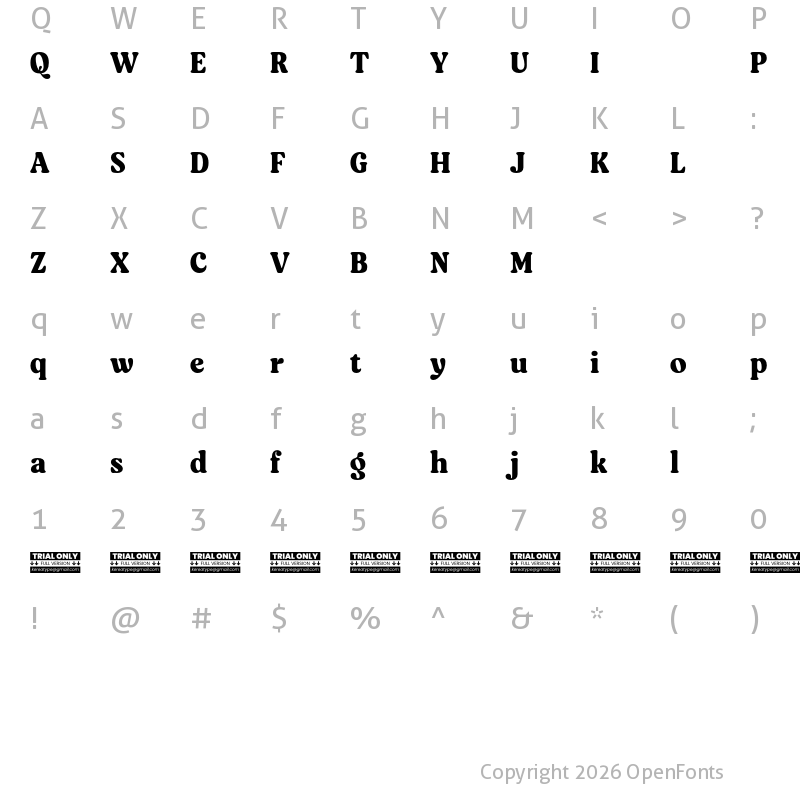 Character Map of Asikue Trial Semi Bold