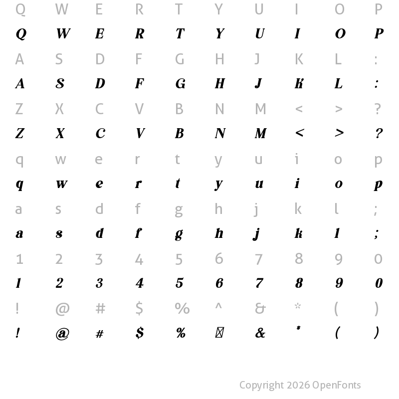 Character Map of asimilates Bold Italic