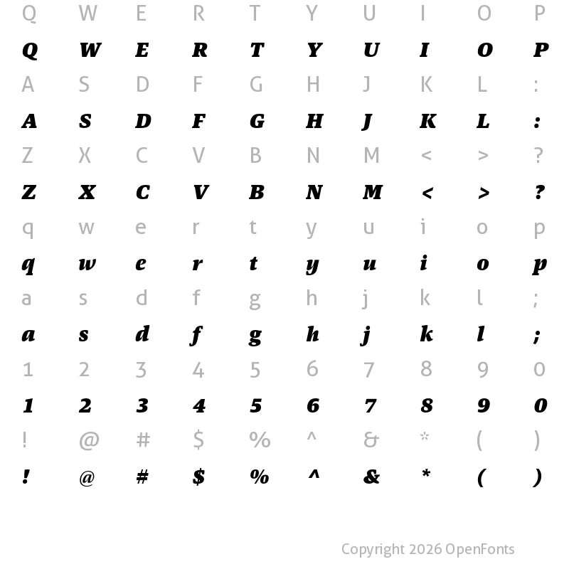 Character Map of Askan Black Italic