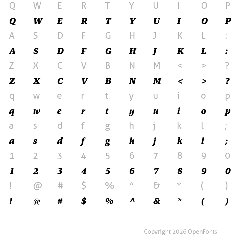Character Map of Askan ExtraBold Italic