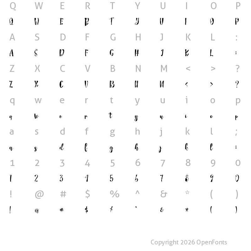 Character Map of Asmbuh Regular