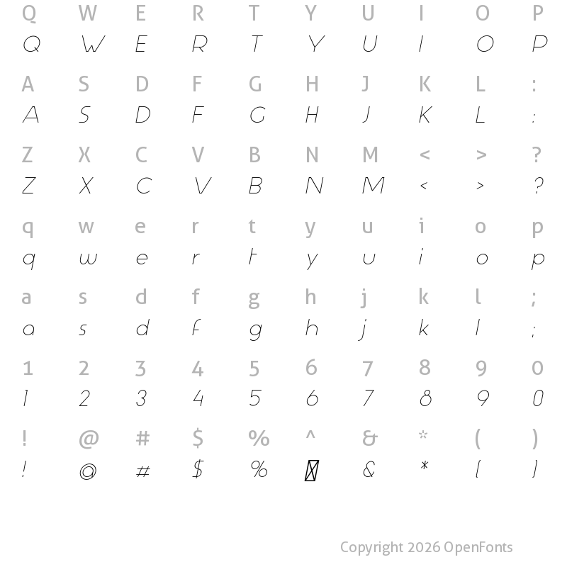 Character Map of Aspergit Italic