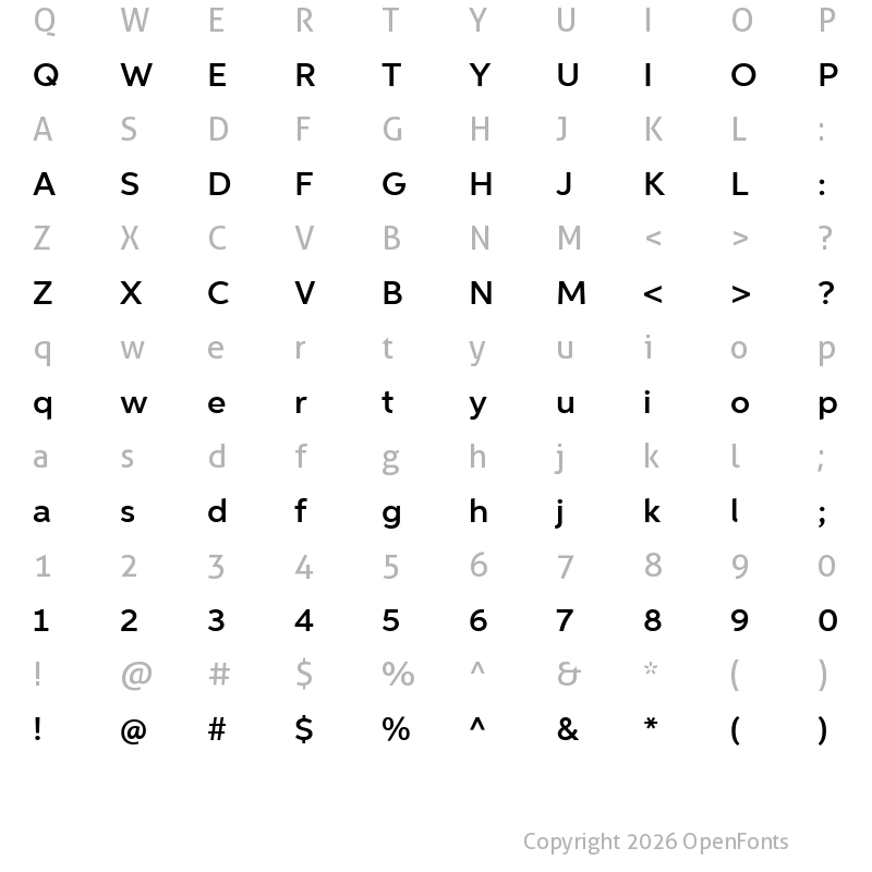 Character Map of Aspira Wide W01 DemiBold
