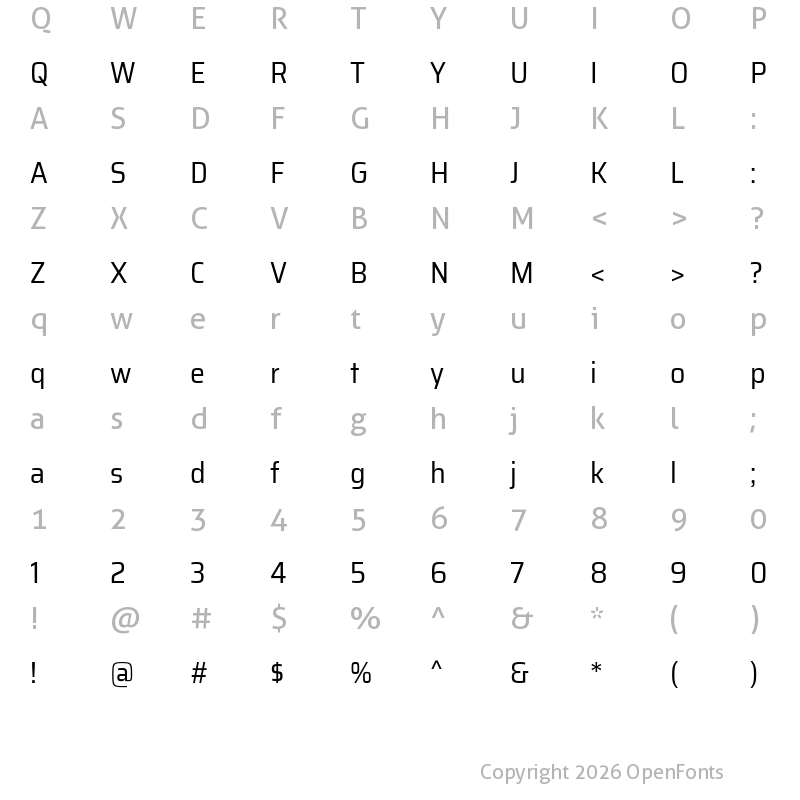 Character Map of Assailand Regular
