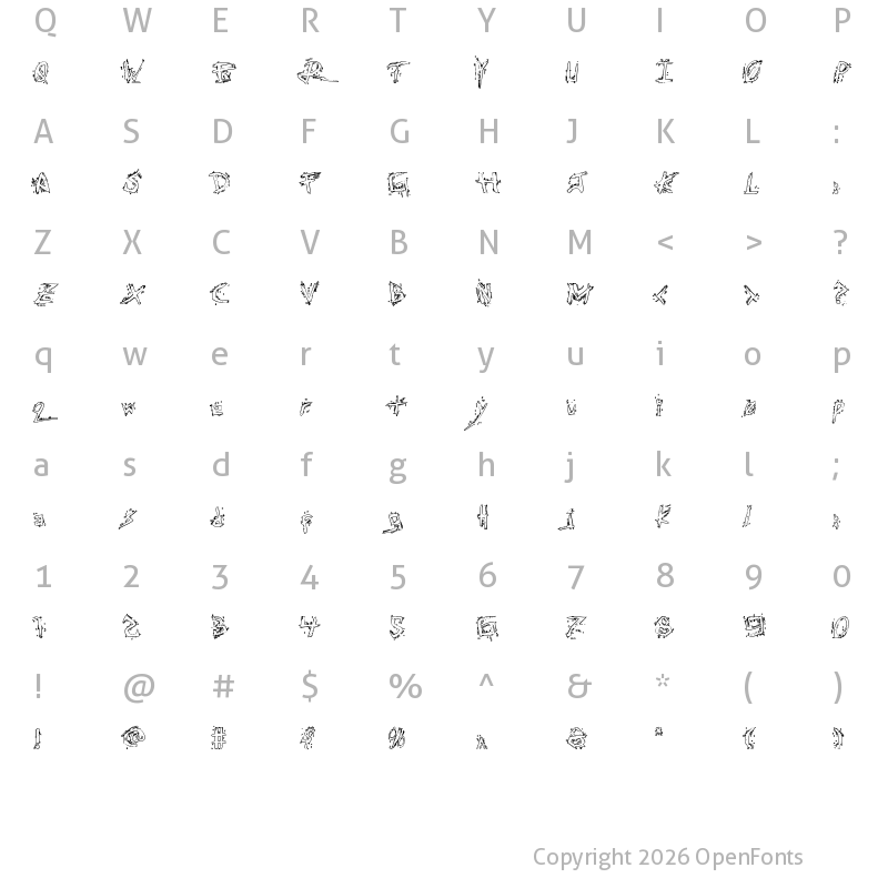 Character Map of Assassin Nation Outline Regular