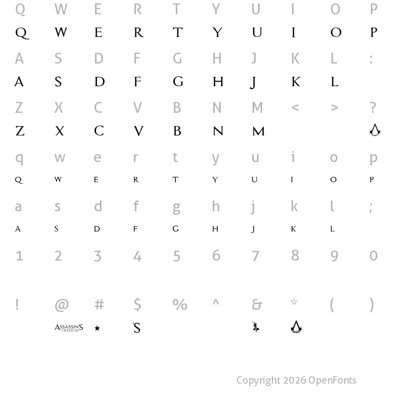 Character Map of Assassin$ Regular