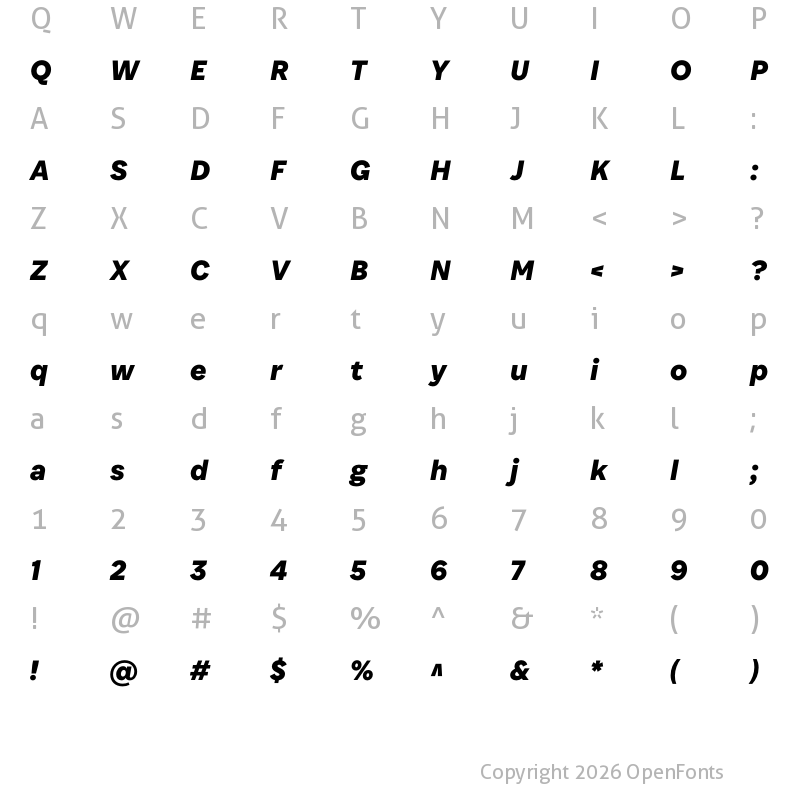 Character Map of Associate Sans Bold Italic
