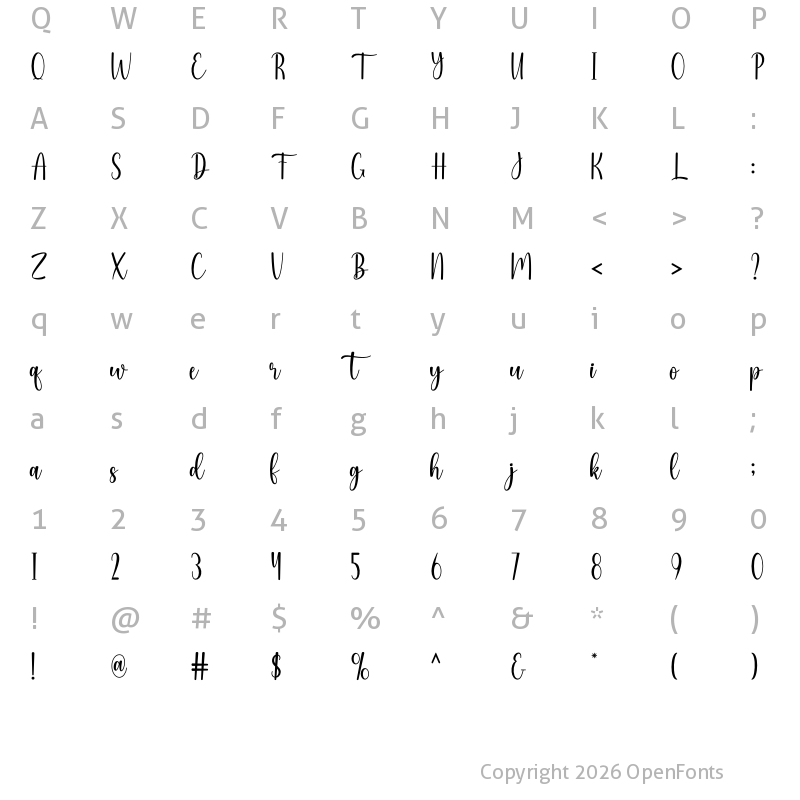 Character Map of Asthia Regular