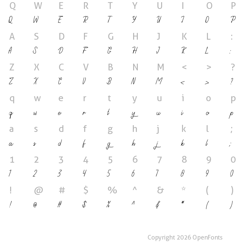 Character Map of Astida Regular