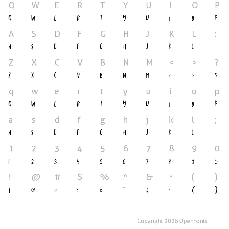 Character Map of Astilone Font Duo Regular