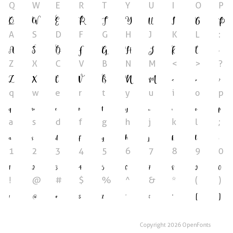 Character Map of Astilone Regular