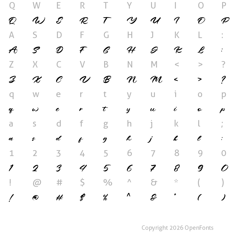 Character Map of Astogria Bejha Regular