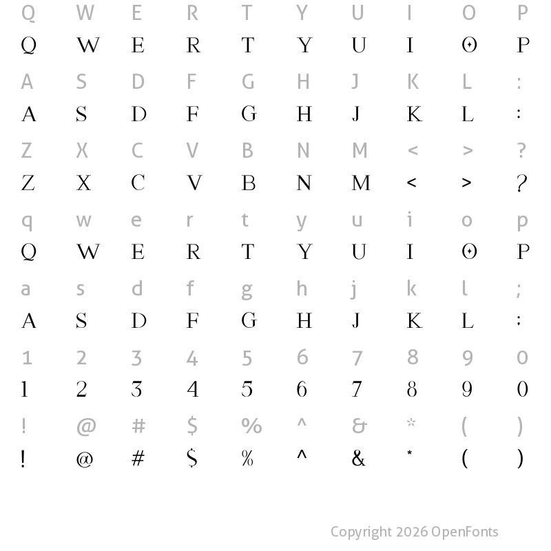 Character Map of ASTON CALVIN Regular