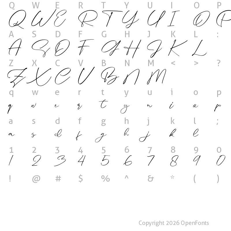 Character Map of Astoria Regular