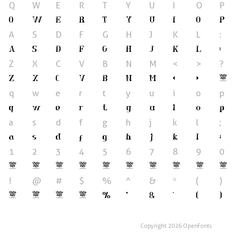 Character Map of Astra Goldie Regular
