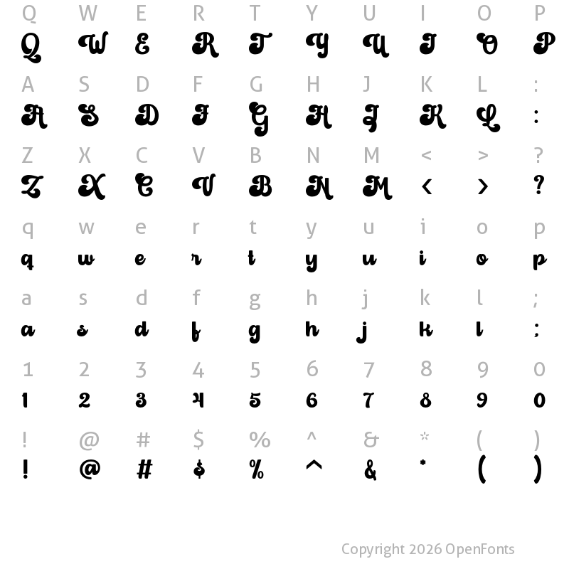 Character Map of Astronika Regular