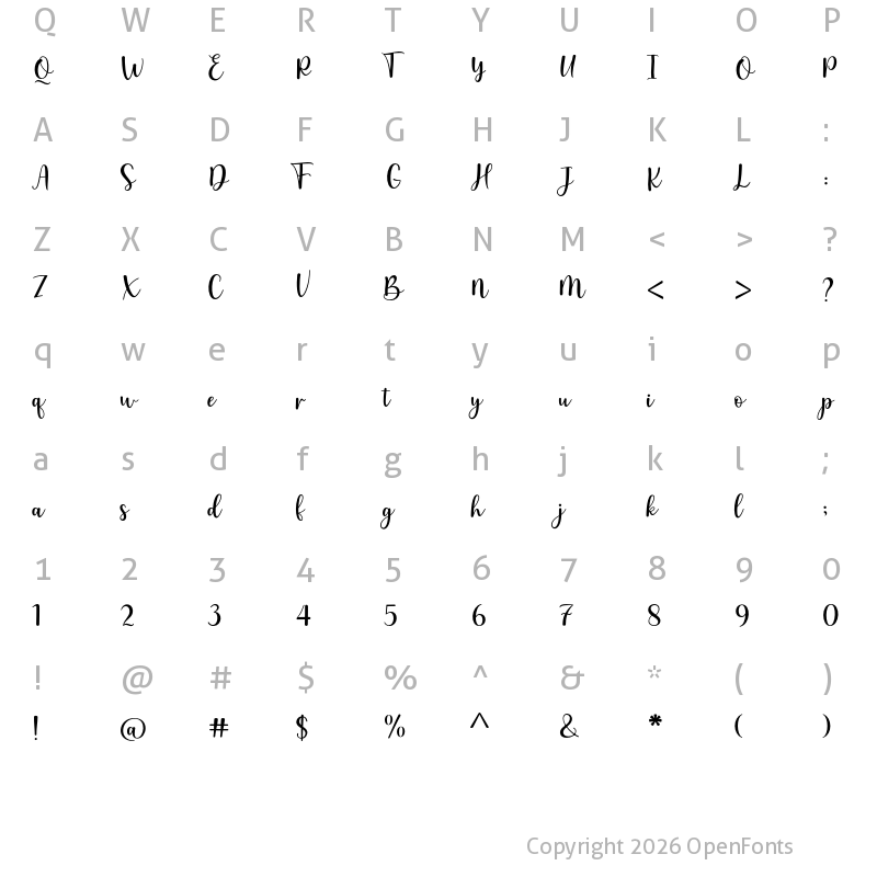 Character Map of Astylife Regular