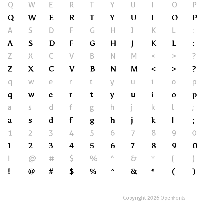 Character Map of Asul Bold