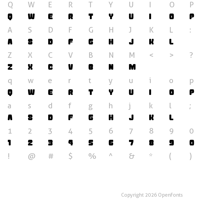 Character Map of Atama Simple Regular