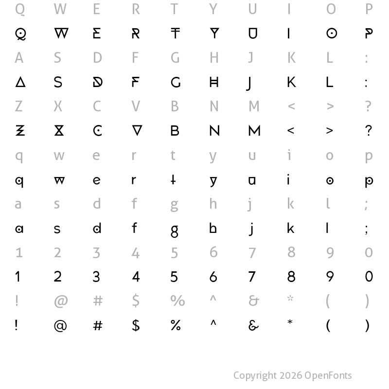 Character Map of Atami Display Regular