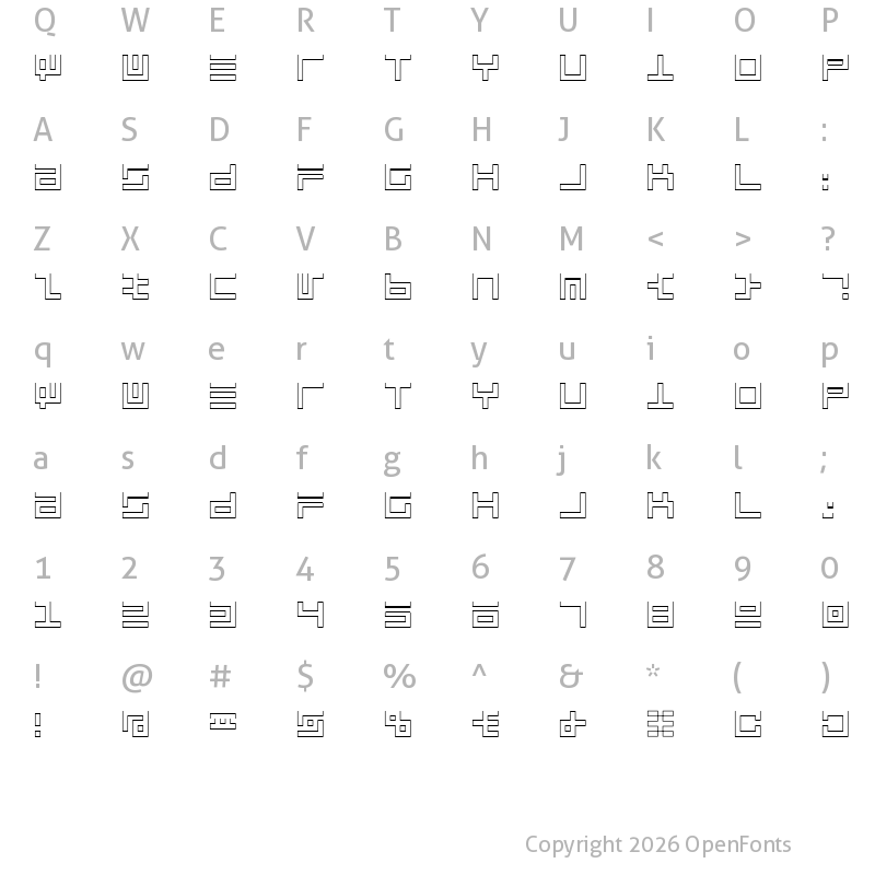 Character Map of Atari 1 Regular