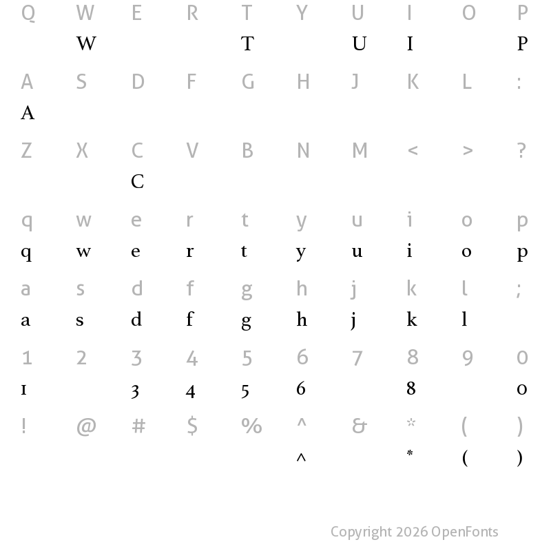 Character Map of Athelas-Regular ?