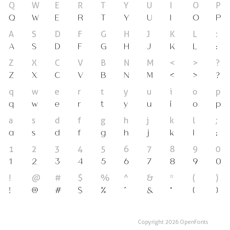 Character Map of Athena Light