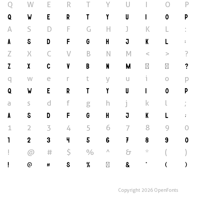 Character Map of Athena Regular