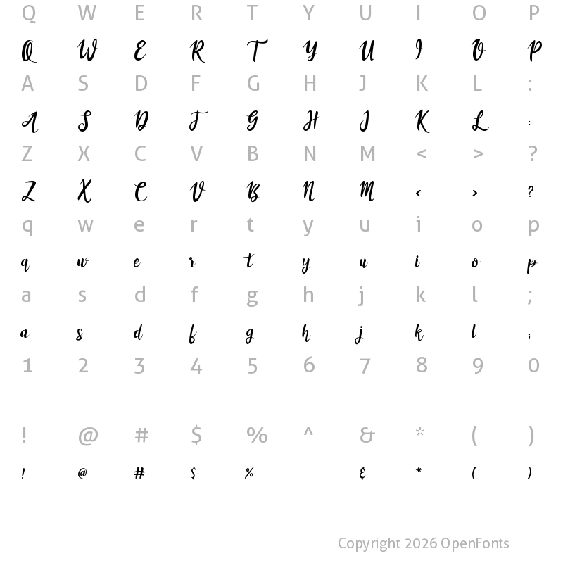 Character Map of athika Regular