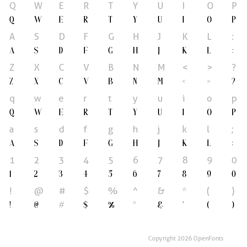 Character Map of Athina Regular Regular