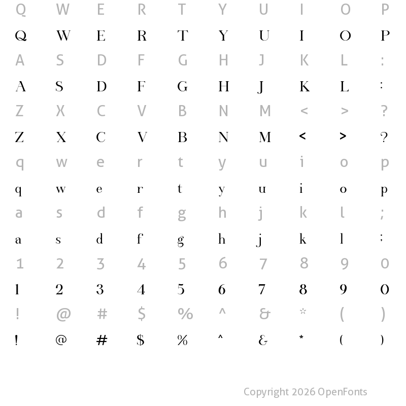 Character Map of Athiya Regular