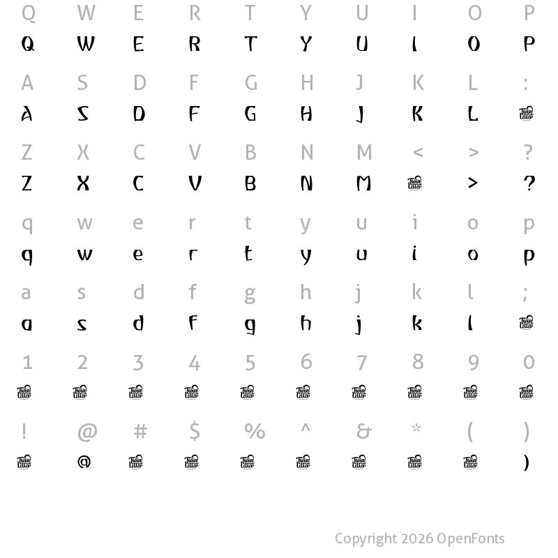 Character Map of Atiku personal use Extra Light