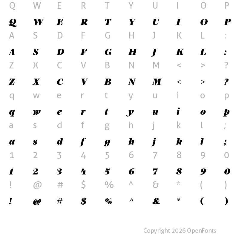 Character Map of Atlante var Text Italic